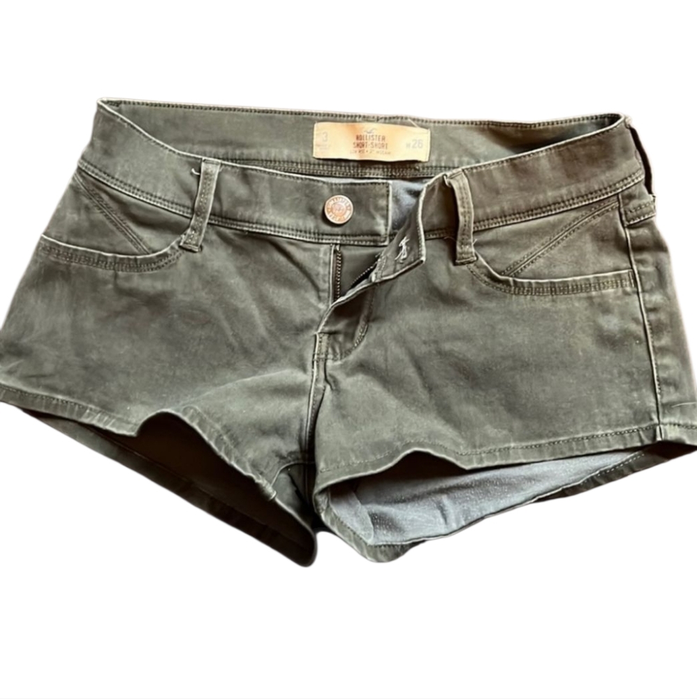 Hollister Gray Army Green Low Rize Y2K Shorts Size 3
